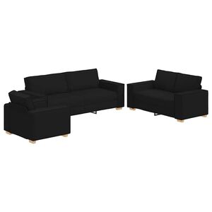 vidaXL Sofa 3 pcs Schwarz 220 x 80 x 84 cm Leinenmischgewebe