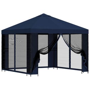 vidaXL Garten Pavillon mit Seitenw&auml;nden 3 x 3 m Blau