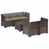 vidaXL 5-Sitzer Gartensofa mit Kissen Rattan-Look PP Hellgrau
