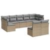 vidaXL 9-tlg. Garten-Sofagarnitur mit Kissen Beige Poly Rattan
