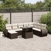 vidaXL 9-tlg. Garten-Sofagarnitur mit Kissen Braun Poly Rattan