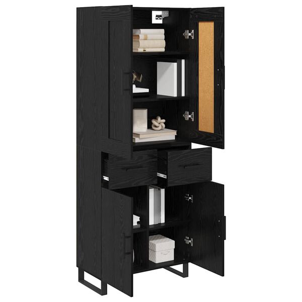 vidaXL Highboard Schwarz Eichen-Optik 69,5 x 34 x 180 cm Holzwerkstoff