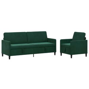vidaXL Sofa Set mit Stauraum 2 stk. Dunkelgr&uuml;n Polyester