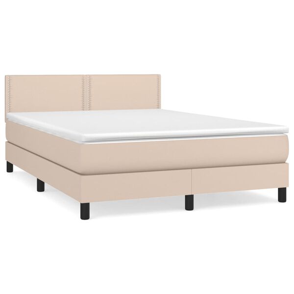 vidaXL Boxspringbett Matratze Cappuccino-Braun 140x200cm Kunstleder