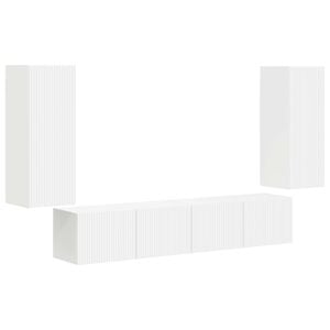 vidaXL TV-Wandregal-Set 4 stk. Wei&szlig; Holzwerkstoff