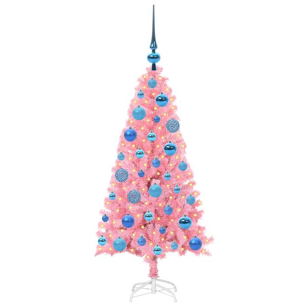 vidaXL Weihnachtsbaum mit 150 LEDs mit St&auml;nder Rosa 120 cm PVC