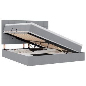 vidaXL Bett mit Stauraum und LED Hellgrau 160 x 200 cm Polyester