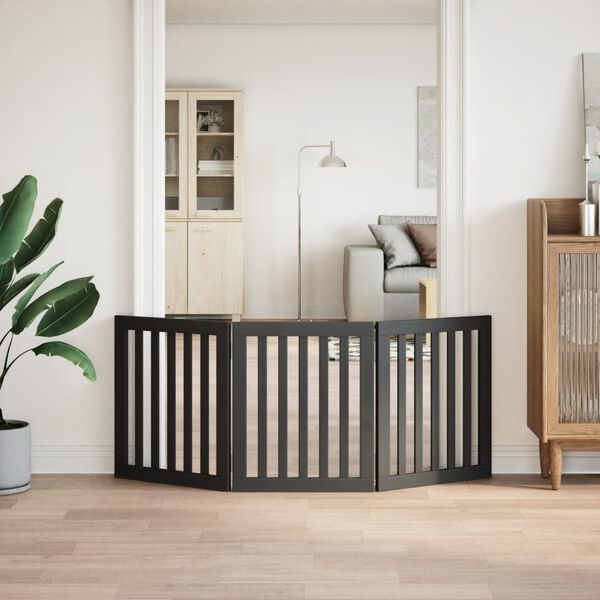 vidaXL 3-tlg. Hundetor Faltbar Schwarz 150 cm Pappelholz