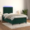 vidaXL Boxspringbett mit Matratze & LED Dunkelgr&uuml;n 120x190 cm Samt