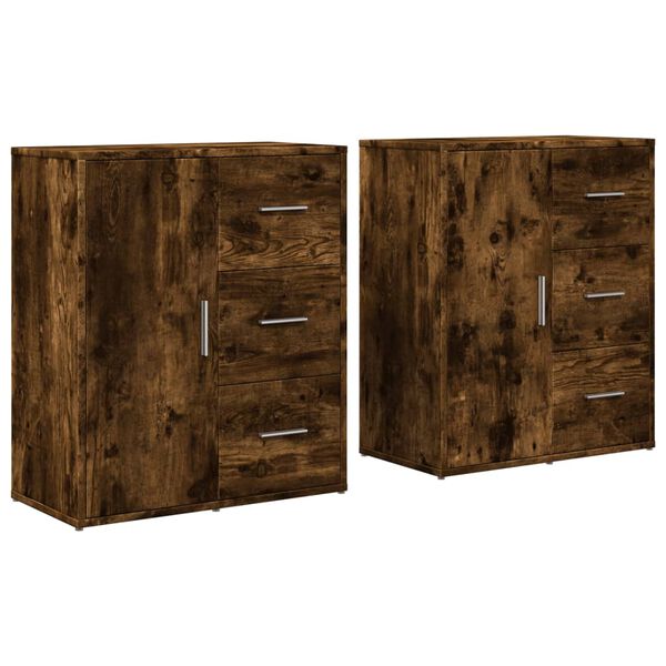vidaXL Sideboards 2 Stk. Räuchereiche 60x31x70 cm Holzwerkstoff