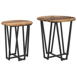 vidaXL Beistelltisch-Set 2 stk. Altholz und Schwarz 50 x 50 x 50,5 cm
