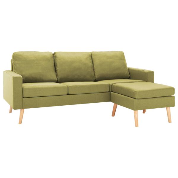 vidaXL 3-Sitzer-Sofa mit Hocker Gr&uuml;n Stoff