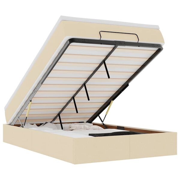 vidaXL Ottoman-Bett mit Matratze Creme 120x190 cm Stoff