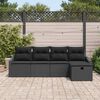 vidaXL Sofa Set mit Kissen mit Speicher 5 pcs Schwarz Poly-Rattan