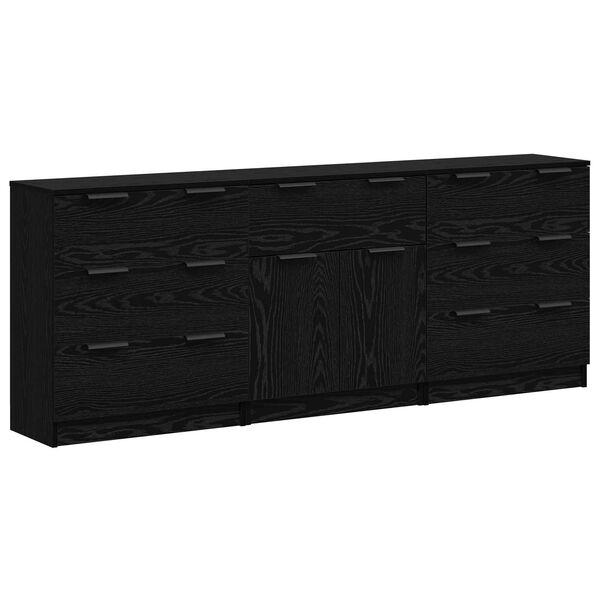vidaXL Sideboard 3 pcs Schwarz Eichen-Optik 181 x 30 x 70 cm