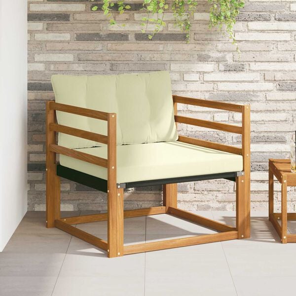 vidaXL Outdoor-Sofagarnitur Massives Akazienholz und Textilene Natur