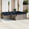 vidaXL 11-teiliges Gartensofa-Set mit Kissen, grau, Polyrattan