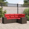 vidaXL 4-teiliges Gartensofa-Set mit Kissen, braun, Polyrattan