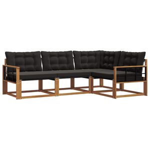vidaXL Outdoor-Sofagarnitur mit Kissen 4 pcs Nat&uuml;rlich und Schwarz