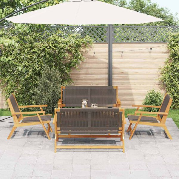 vidaXL Gartenst&uuml;hle mit Tisch 5 pcs Grau Massivholz Akazie