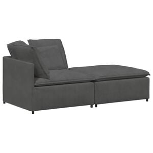 vidaXL Modulares Sofa mit Fu&szlig;hocker Kissen Cordstoff Dunkelgrau