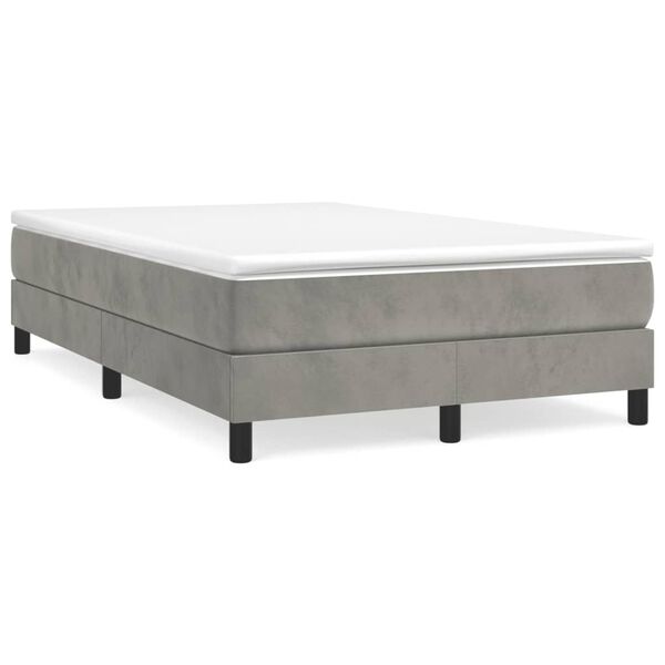 vidaXL Boxspringbett mit Matratze Hellgrau 120x190 cm Samt