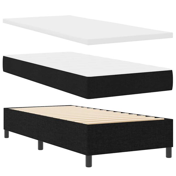 vidaXL LED Boxspringbett mit Matratze Schwarz 100 x 200 cm Stoff