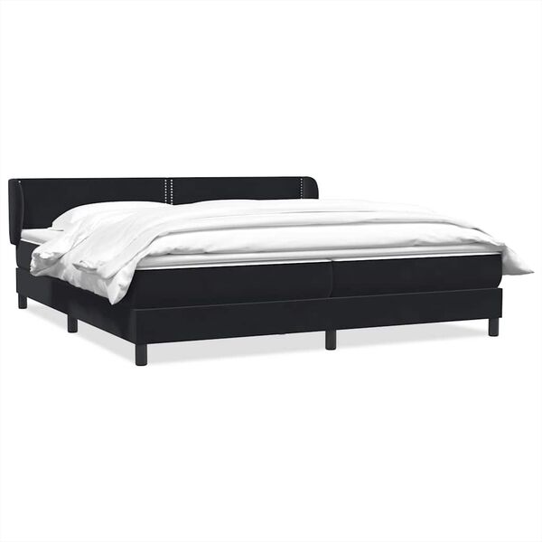 vidaXL Boxspringbett mit Matratzen Schwarz 180x210 cm Samt