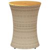 vidaXL Garten-Beistelltisch Trommelform Beige Poly Rattan Massivholz