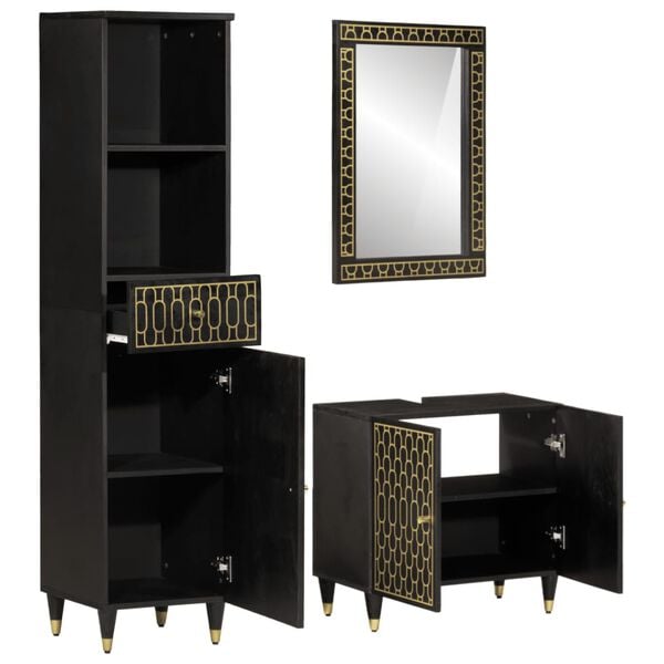 vidaXL 3-tlg. Badmöbel-Set Massivholz Mango