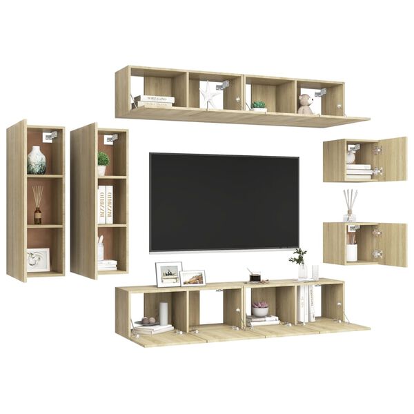 vidaXL 8-tlg. TV-Schrank-Set Sonoma-Eiche Holzwerkstoff