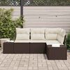 vidaXL Gartensofa-set mit Speicher 4 pcs Braun und Creme Poly-Rattan