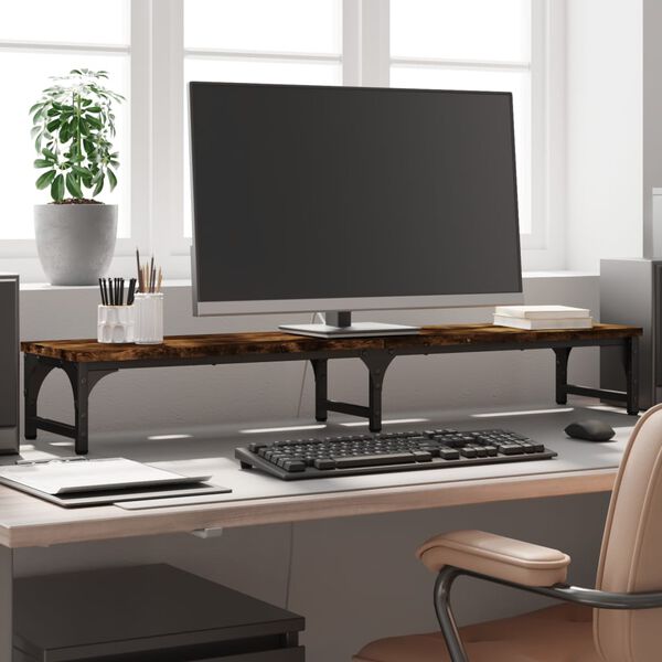 vidaXL Monitorständer Räuchereiche 105x23x15,5 cm Holzwerkstoff
