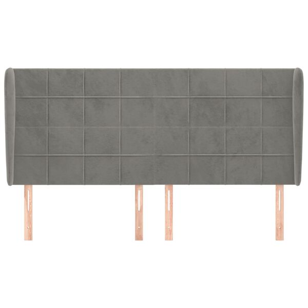 vidaXL Kopfteil mit Ohren Hellgrau 163x23x118/128 cm Samt