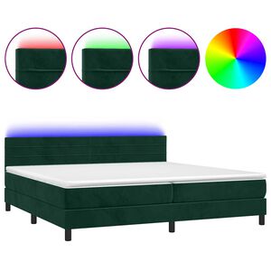 vidaXL Boxspringbett mit Matratze & LED Dunkelgr&uuml;n 200x200 cm Samt
