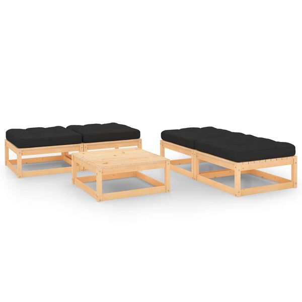 vidaXL 5-tlg. Garten-Lounge-Set mit Kissen Massivholz Kiefer