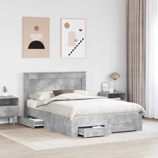 vidaXL Bettgestell mit Schubladen mit Kopfteil Holzwerkstoff