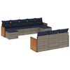 vidaXL 10-teiliges Gartensofa-Set mit Kissen, grau, Polyrattan