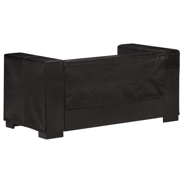 vidaXL 2-Sitzer-Sofa Schwarz Echtleder