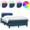 vidaXL Boxspringbett mit Matratze & LED Dunkelblau 120x210 cm Samt