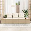 vidaXL Gartensofa-set mit Kissen 3 pcs Beige Poly-Rattan