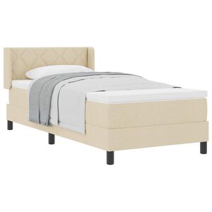 vidaXL Boxspringbett mit Matratze Creme 190 x 90 cm Polyester
