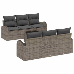vidaXL Gartensofa-set 7 stk. 6-Sitzanzahl Grau Poly-Rattan