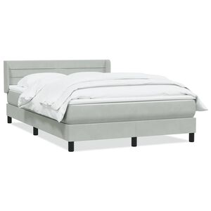 vidaXL Boxspringbett mit Matratze Hellgrau 160x210 cm Samt