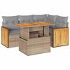 vidaXL 5-tlg. Garten-Sofagarnitur mit Kissen Beige Poly Rattan Akazie