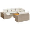 vidaXL 11-tlg. Garten-Sofagarnitur mit Kissen Beige Poly Rattan