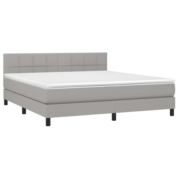 vidaXL Boxspringbett mit Matratze Hellgrau 180x200 cm Stoff