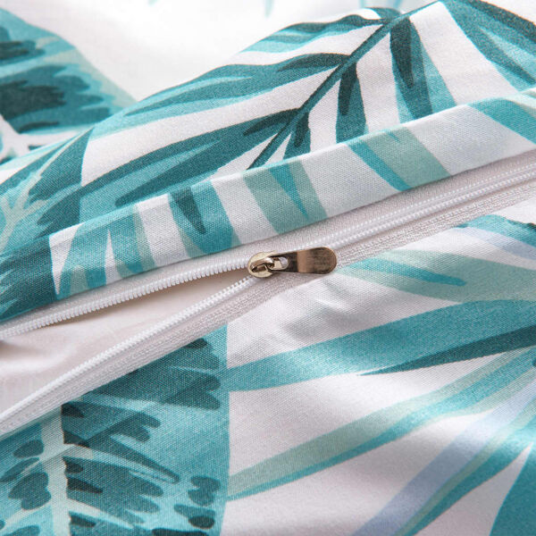 vidaXL Bettwäsche-Set Blätter Grün 140x200/60x70 cm