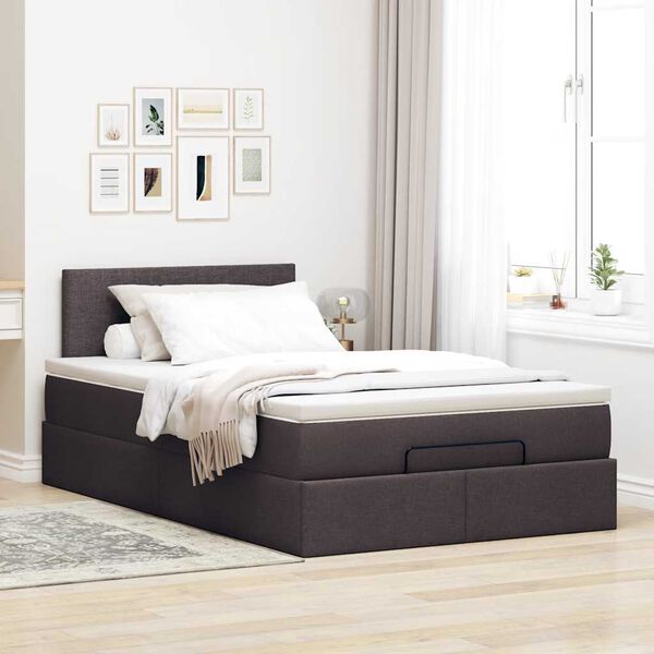 vidaXL Ottoman-Bett mit Matratze Dunkelbraun 120x200 cm Stoff