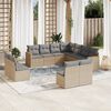 vidaXL 11-tlg. Garten-Sofagarnitur mit Kissen Beige Poly Rattan